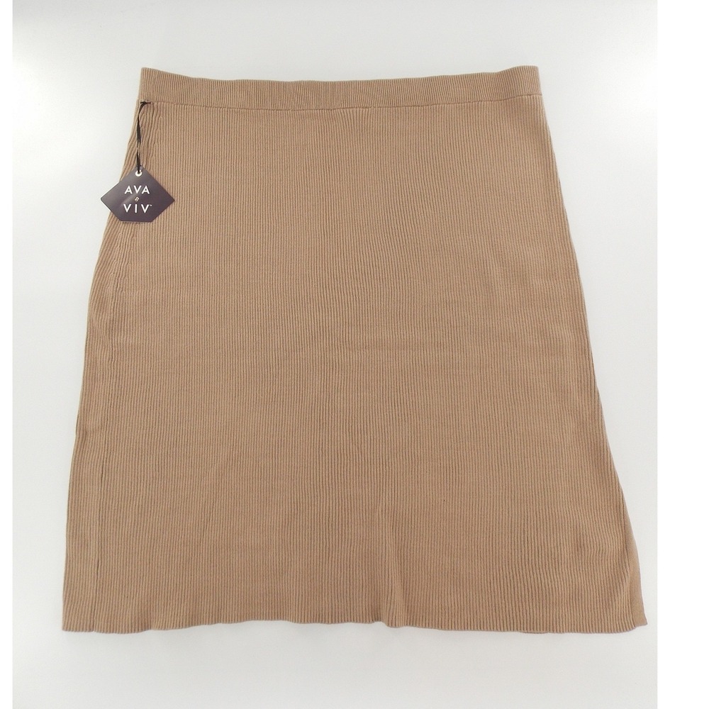 Ava & Viv Skirt Ribbed Knit Maxi Plus Size 3X Tan